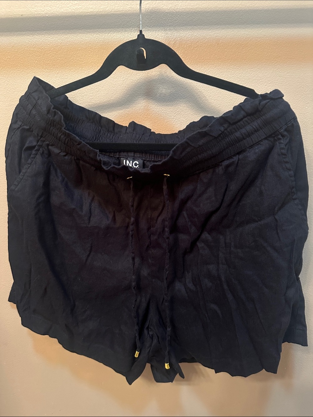 INC International Concepts Black Drawstring Waist Athletic Shorts